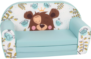 Delsit- Kanapa dziecięca rozkładana miękka sofa dla dziecka do pokoju, miś yogi