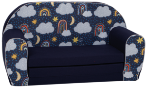 Delsit- Kanapa dziecięca rozkładana miękka sofa dla dziecka do pokoju, chmurki