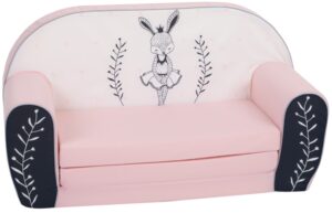 Delsit - Fold-out kids' sofa – a soft children's sofa for the nursery, ballerina bunny