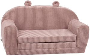 Delsit - Corduroy fold-out kids' sofa – a children's sofa with ears pink