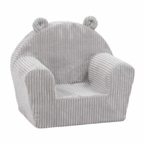 Corduroy kids' armchair with ears grey