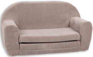 Delsit - Corduroy fold-out kids' sofa – a children's sofa, beige