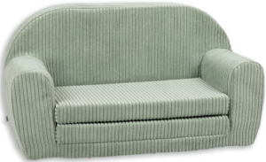 Delsit - Corduroy fold-out foam kids' sofa green