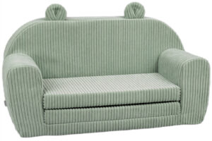 Delsit - Corduroy fold-out kids' sofa – a children's sofa with ears green