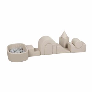 Delsit - Soft play set for children – eco-leather obstacle course + ball pit beige