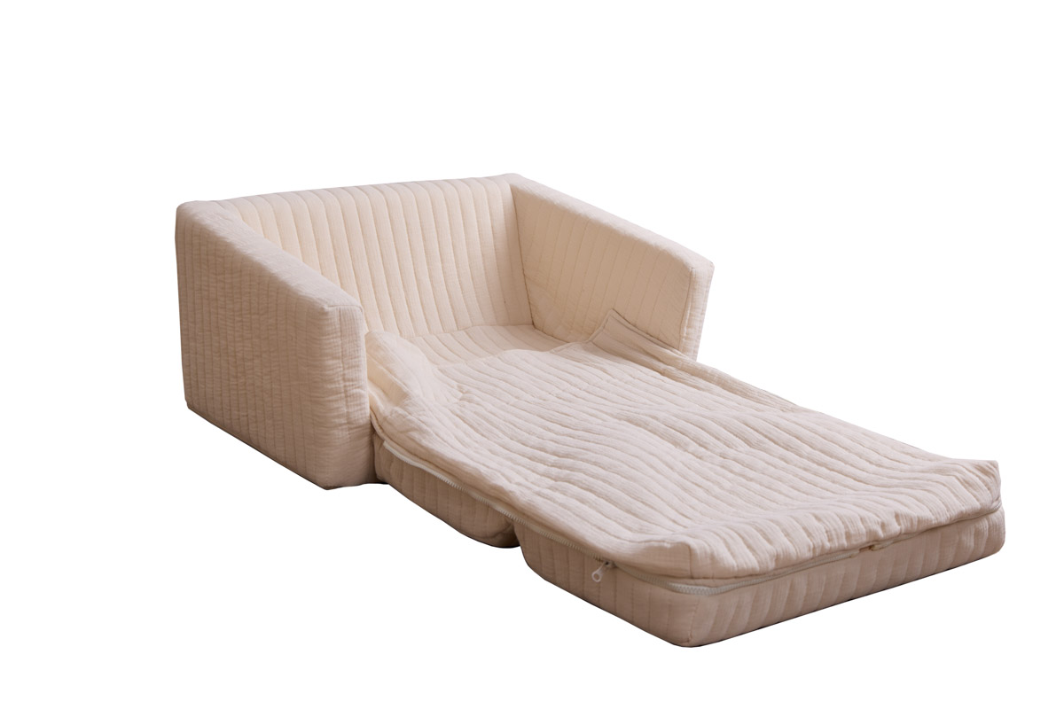 Snuggle fold-out kids' sofa with blanket (2-in-1) – sandy beige, Delsit - Image 8