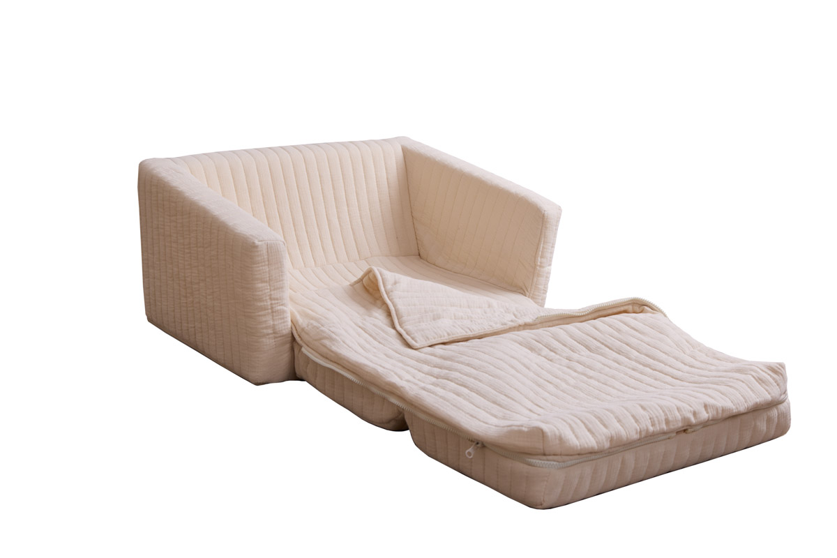 Snuggle fold-out kids' sofa with blanket (2-in-1) – sandy beige, Delsit - Image 7