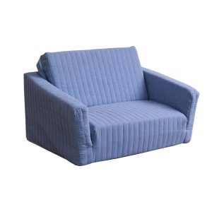 Snuggle fold-out kids' sofa with blanket (2-in-1) – ocean blue, Delsit