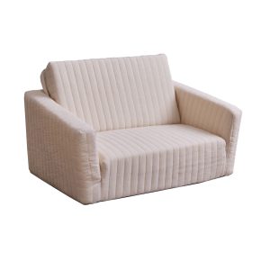 Snuggle fold-out kids' sofa with blanket (2-in-1) – sandy beige, Delsit